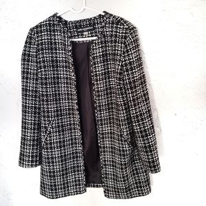 Karl Lagerfeld Paris tweed long coat black…